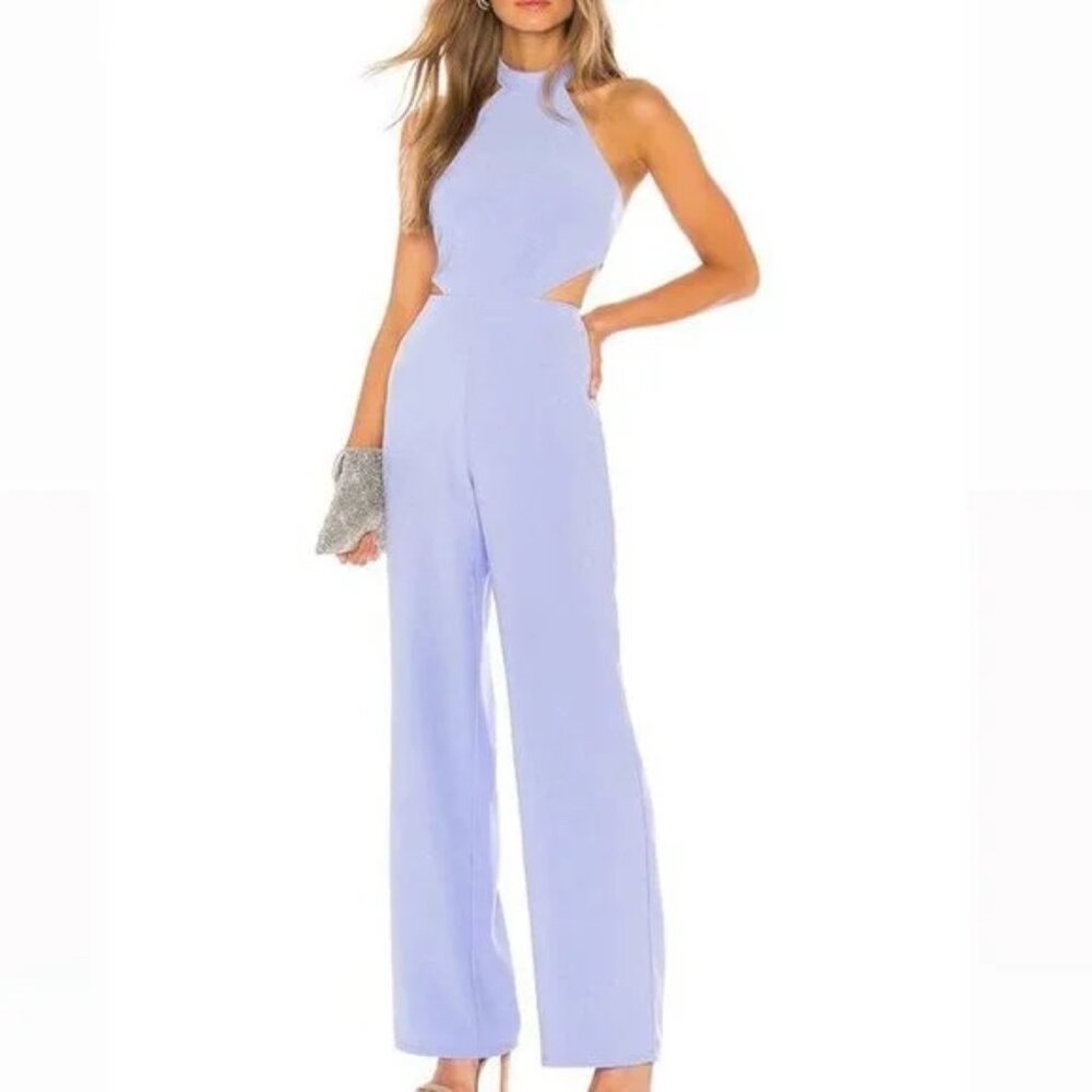 NBD X NAVEN OLIVIA JUMPSUIT IN PALE IRIS -- PERIWINKLE PURPLE -- SIZE SMALL